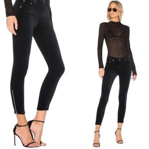 rag & bone 10 Inch Capri Pants Size 25 Black Velvet Cropped New Flawed